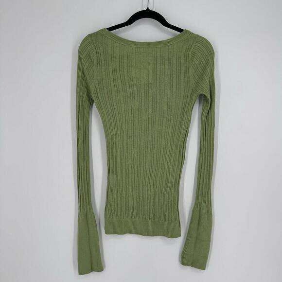 Vintage y2k 90s Hollister sweater large L slim ribbed fitted stretch round neck - Picture 3 of 4